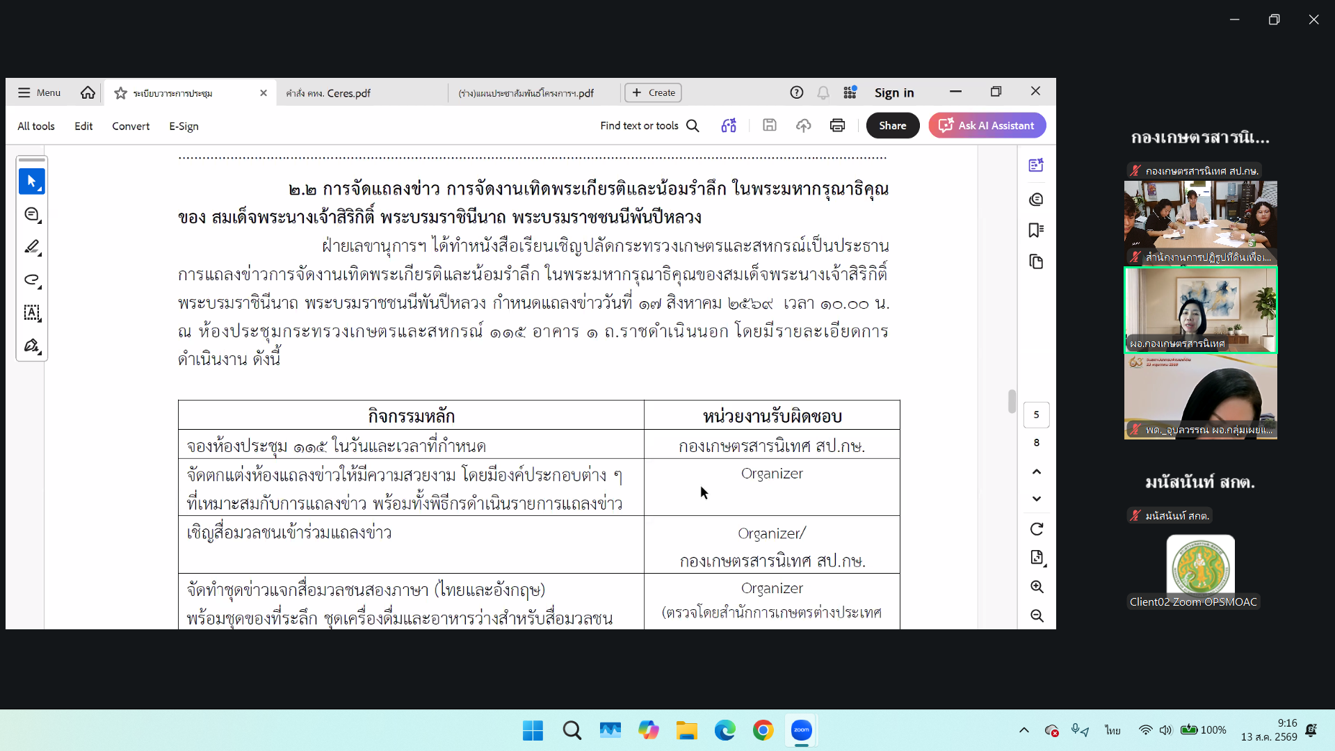 title - ส.ป.ก. ร่วมประชุมคณะทำงานฝ่ายประชาสัมพันธ์ การจัดงานเฉลิมพระเกียรติสมเด็จพระนางเจ้าสิริกิติ์ พระบรมราชินีนาถ พระบรมราชชนนีพันปีหลวง ครั้งที่ 1/2569